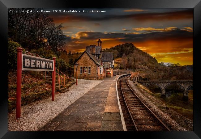 Berwyn railway Station Sunset Framed Print by Adrian Evans