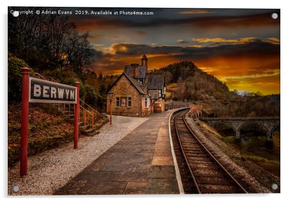 Berwyn railway Station Sunset Acrylic by Adrian Evans
