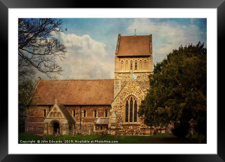 St Lawrence Church, Castle Rising Framed Mounted Print by John Edwards