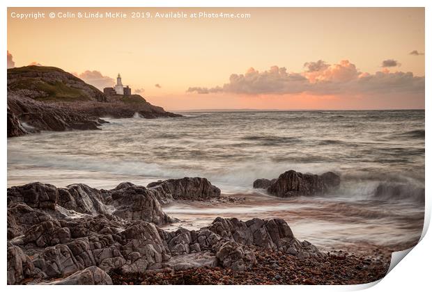 Bracelet Bay and The Mumbles Lighthouse Print by Colin & Linda McKie