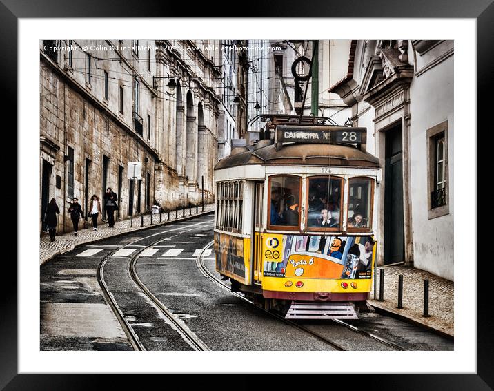 No 28 Tram in Lisbon Framed Mounted Print by Colin & Linda McKie