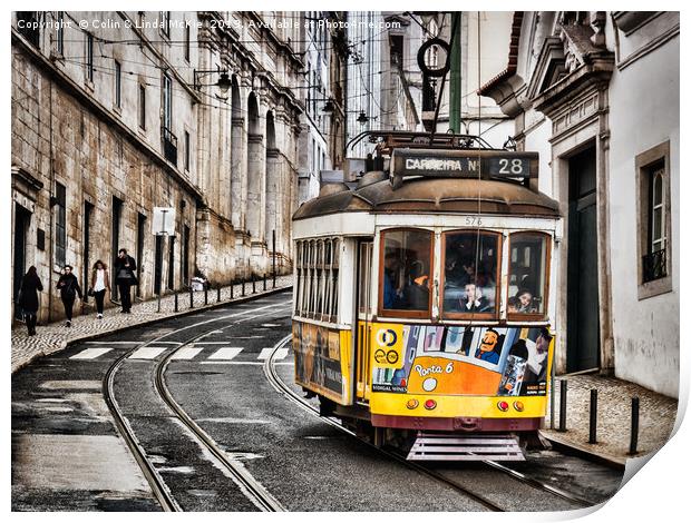 No 28 Tram in Lisbon Print by Colin & Linda McKie
