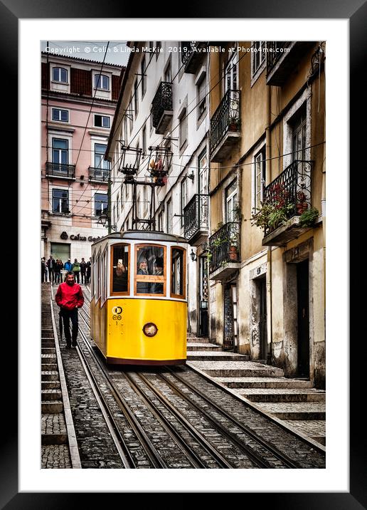 Ascensor da Bica, Lisbon, Portugal Framed Mounted Print by Colin & Linda McKie