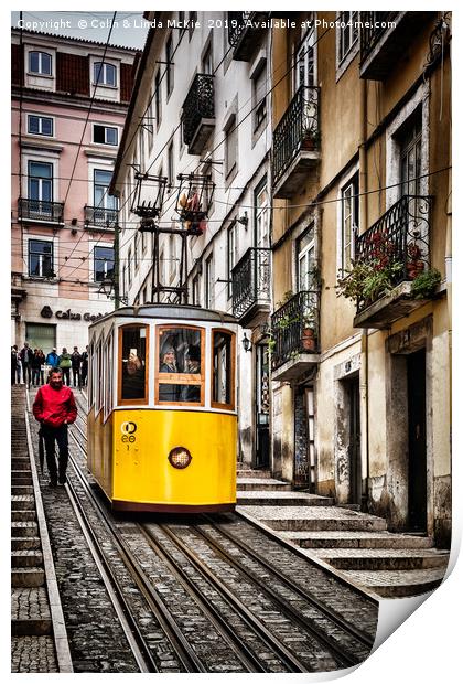 Ascensor da Bica, Lisbon, Portugal Print by Colin & Linda McKie