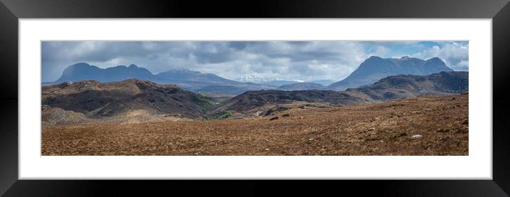 Panorama of the hills of Assynt, Scotland Framed Mounted Print by George Robertson