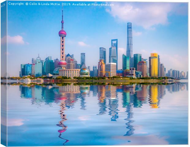 Pudong Skyline, Shanghai, China Canvas Print by Colin & Linda McKie