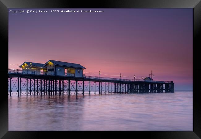 Penarth Pier, Cardiff, at sunrise Framed Print by Gary Parker
