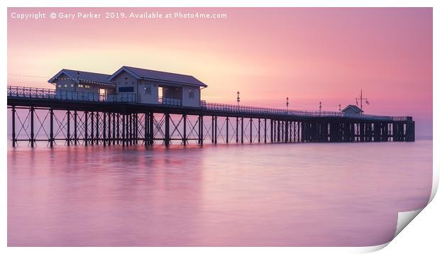 Penarth Pier, Cardiff, at sunrise Print by Gary Parker