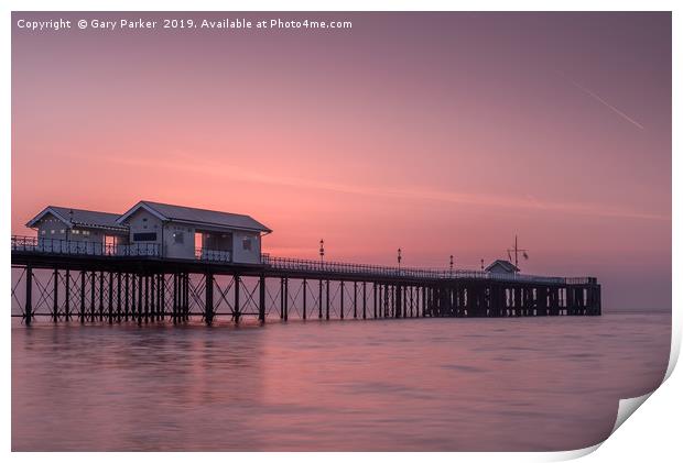 Penarth Pier, Cardiff, at sunrise Print by Gary Parker
