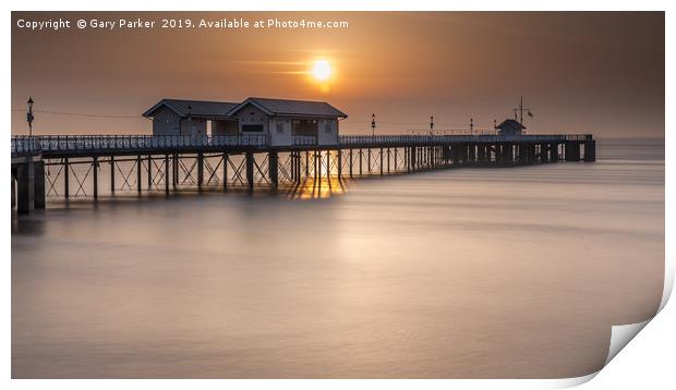 Penarth Pier, Cardiff, at sunrise  Print by Gary Parker