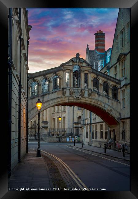Oxford's 'Bridge of Sighs' England Framed Print by Brian Jannsen