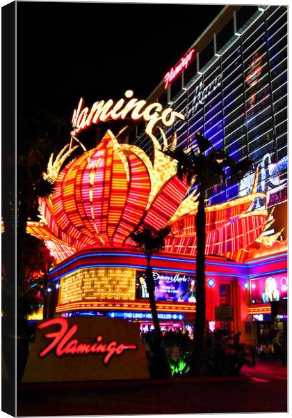 Flamingo Las Vegas Hotel Neon Signs America Canvas Print by Andy Evans Photos