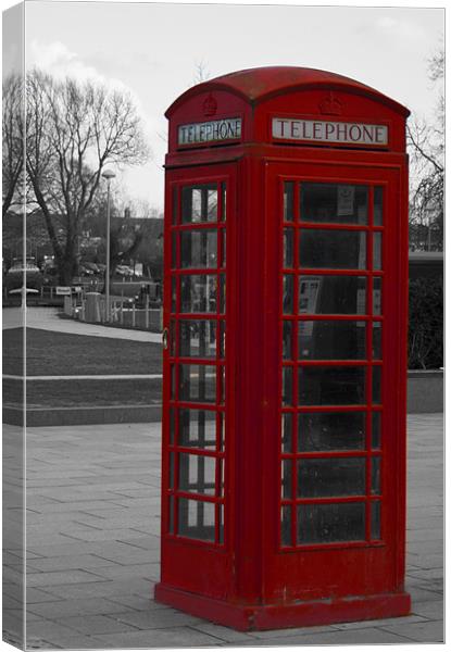 Red Phone Box (Stratford-on-Avon) Canvas Print by Peter Elliott 