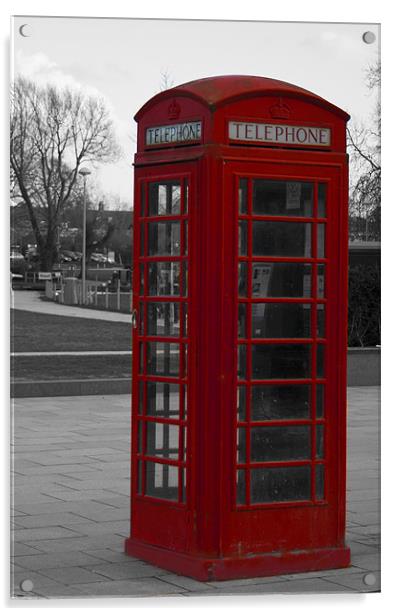 Red Phone Box (Stratford-on-Avon) Acrylic by Peter Elliott 