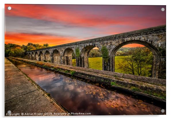 Chirk Aqueduct Sunset Acrylic by Adrian Evans