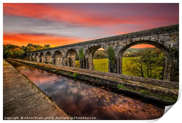 Chirk Aqueduct Sunset Print by Adrian Evans