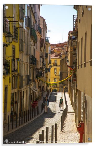 Hidden Streets of Lisbon Acrylic by Anthony Rosner