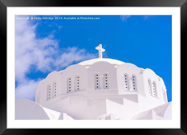 White dome of the Orthodox Metropolitan Cathedral  Framed Mounted Print by Beata Aldridge