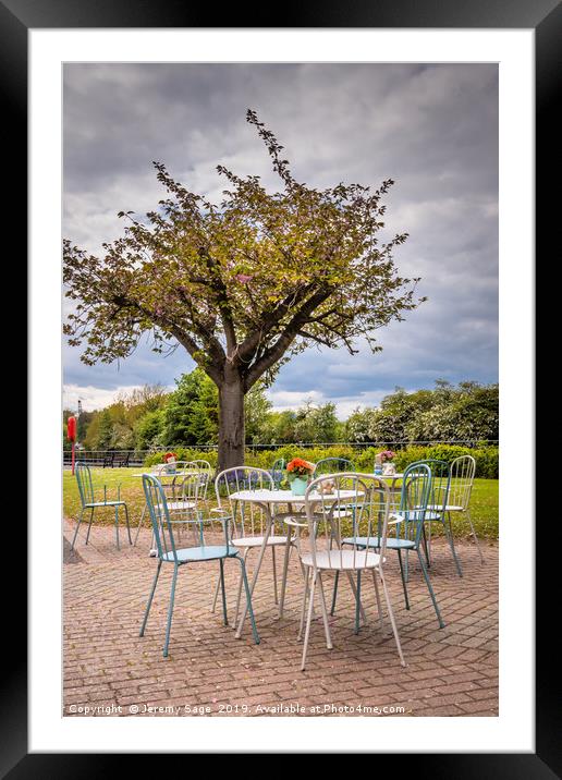 Delightful Outdoor Cafe Setting Framed Mounted Print by Jeremy Sage