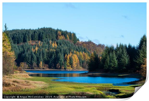 Autumn colours, Loch Drunkie, Trossachs Print by Angus McComiskey