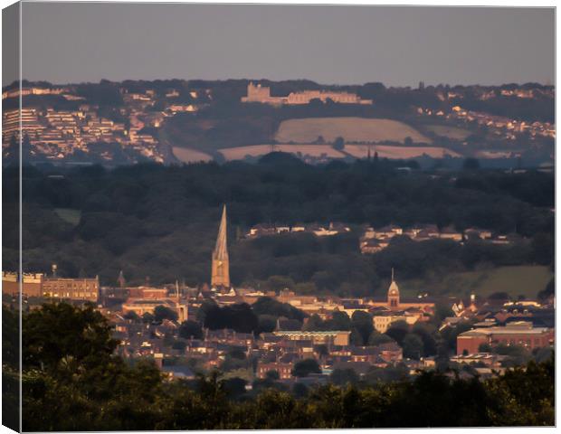 The Crooked Spire and Bolsover Castle Canvas Print by Michael South Photography