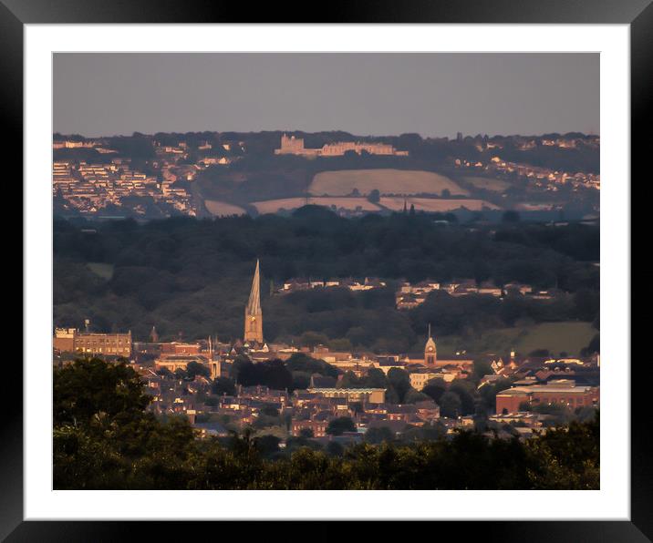 The Crooked Spire and Bolsover Castle Framed Mounted Print by Michael South Photography