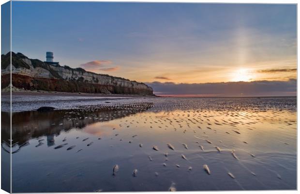 Sunset and reflections on Hunstanton beach Canvas Print by Gary Pearson