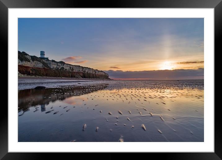 Sunset and reflections on Hunstanton beach Framed Mounted Print by Gary Pearson