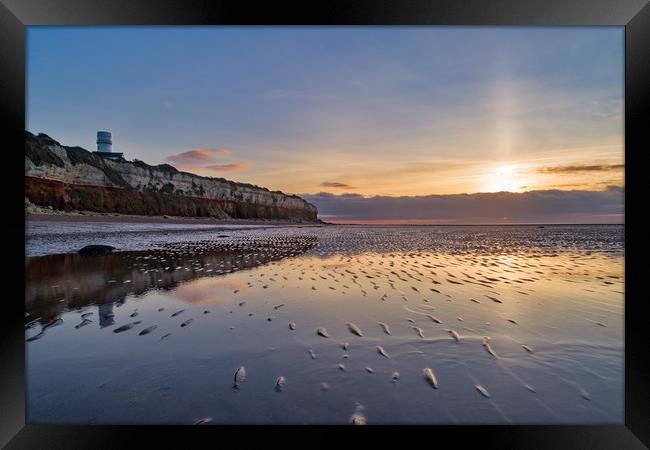Sunset and reflections on Hunstanton beach Framed Print by Gary Pearson
