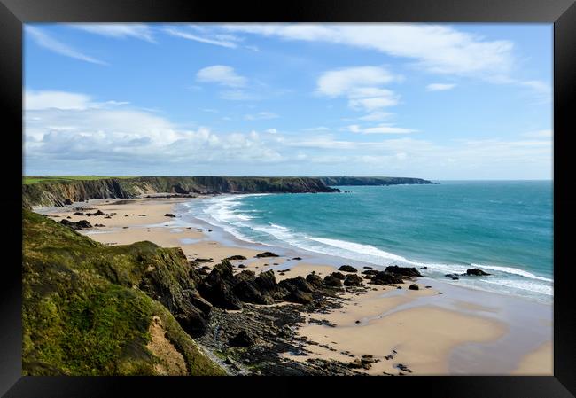 The wild rugged coastline of Pembrokeshire Framed Print by David Wall