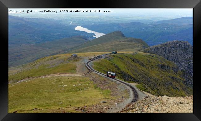   Snowdon mountain railway passing place           Framed Print by Anthony Kellaway