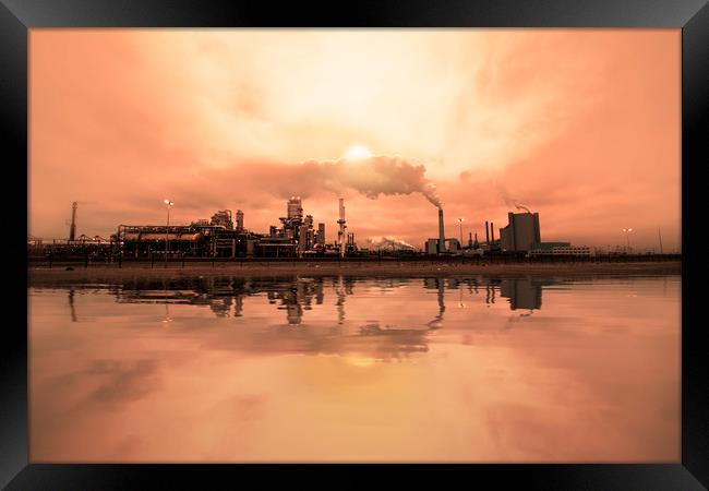 Reflection of refineries and its chimney Framed Print by Ankor Light
