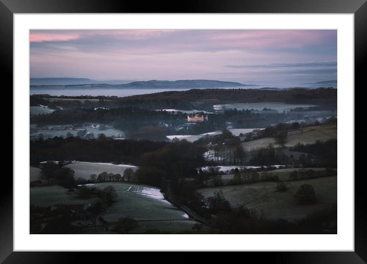 Eastnor Castle, on a cold winters morning Framed Mounted Print by David Wall