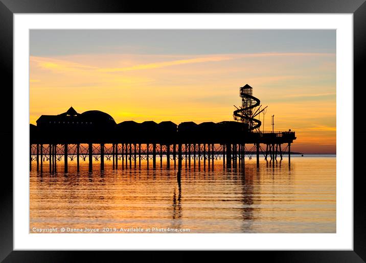 Herne Bay pier at sunset Framed Mounted Print by Donna Joyce