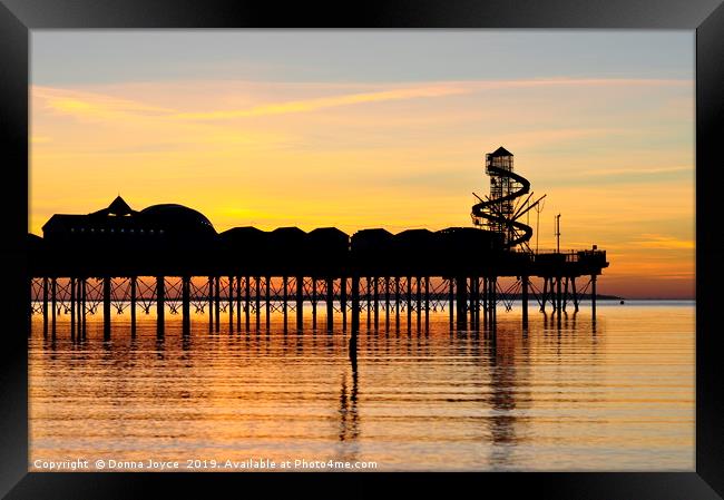 Herne Bay pier at sunset Framed Print by Donna Joyce