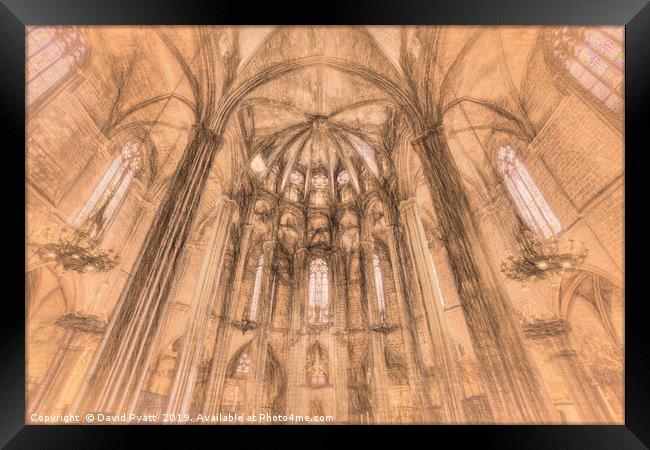 Barcelona Cathedral da Vinci Art  Framed Print by David Pyatt