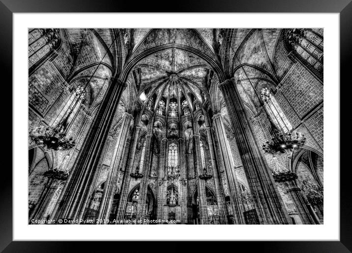 Barcelona City Cathedral Framed Mounted Print by David Pyatt