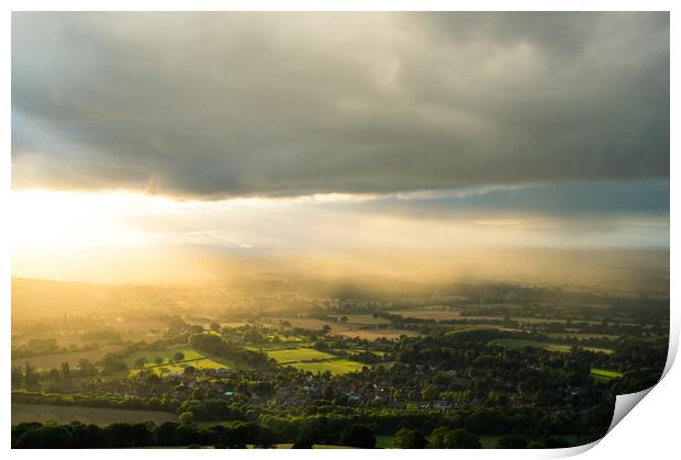 Sunset over the Herefordshire countryside Print by David Wall