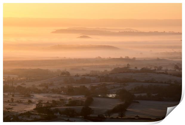 Winter sunrise over the countryside. Print by David Wall