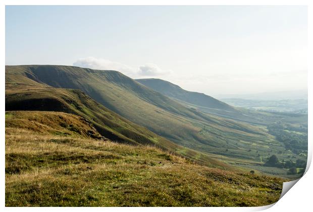 The escarpment and hills of the Black Mountains Print by David Wall