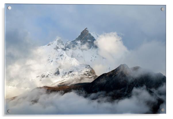 The Holy mountain of Machapuchare, Nepal Acrylic by David Wall