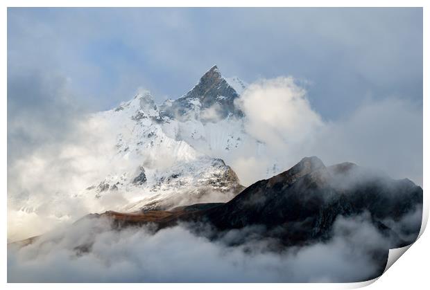 The Holy mountain of Machapuchare, Nepal Print by David Wall