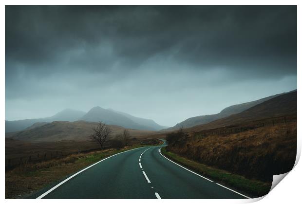 Road to Snowdon Print by David Wall
