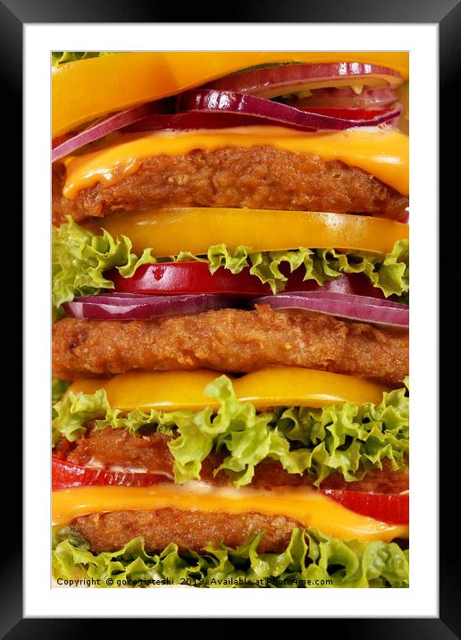 big hamburger closeup food background Framed Mounted Print by goce risteski