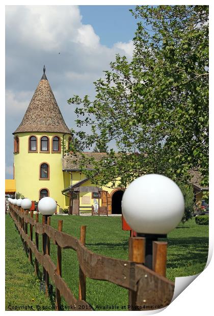 castle tower and fence Eastern Europe Print by goce risteski