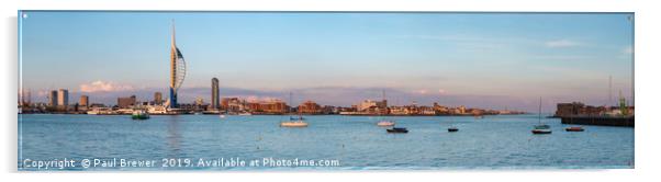 Spinnaker Tower From Gosport at Sunset Acrylic by Paul Brewer