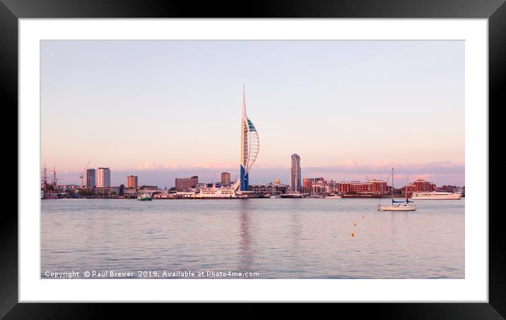 Spinnaker Tower From Gosport with cloud on the hor Framed Mounted Print by Paul Brewer