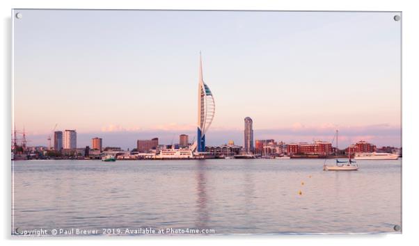 Spinnaker Tower From Gosport with cloud on the hor Acrylic by Paul Brewer