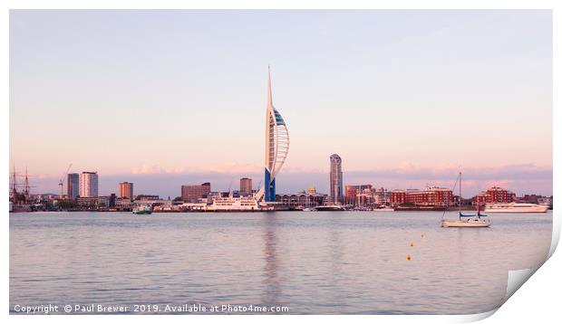Spinnaker Tower From Gosport with cloud on the hor Print by Paul Brewer