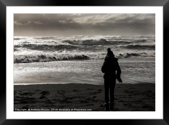 Black Sand Beach Vik Iceland Framed Mounted Print by Anthony Rosner